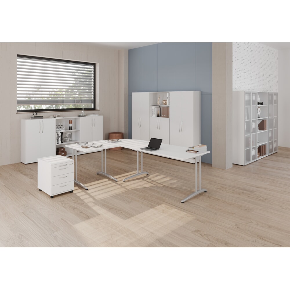 Produktabbildung Nr. 3: Hammerbacher Büro-Schreibtisch Akzent, C-Fuss Gestell,Hx BxT 740 x 1.600 x 800 mm, grau