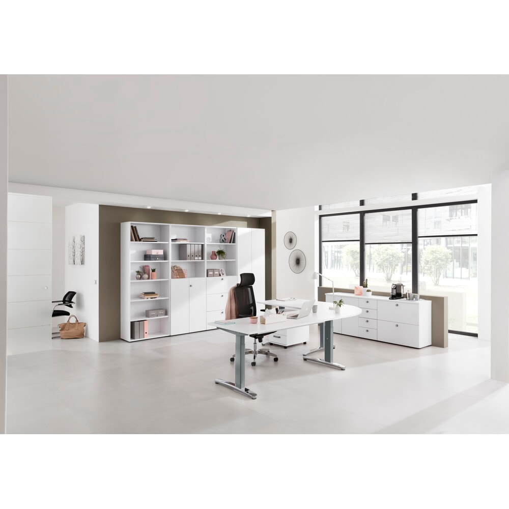 Produktabbildung Nr. 6: Hammerbacher Manuell höhenverstellbarer Schreibtisch, C-Fuss, BxT 1.600 x 800 mm, grau