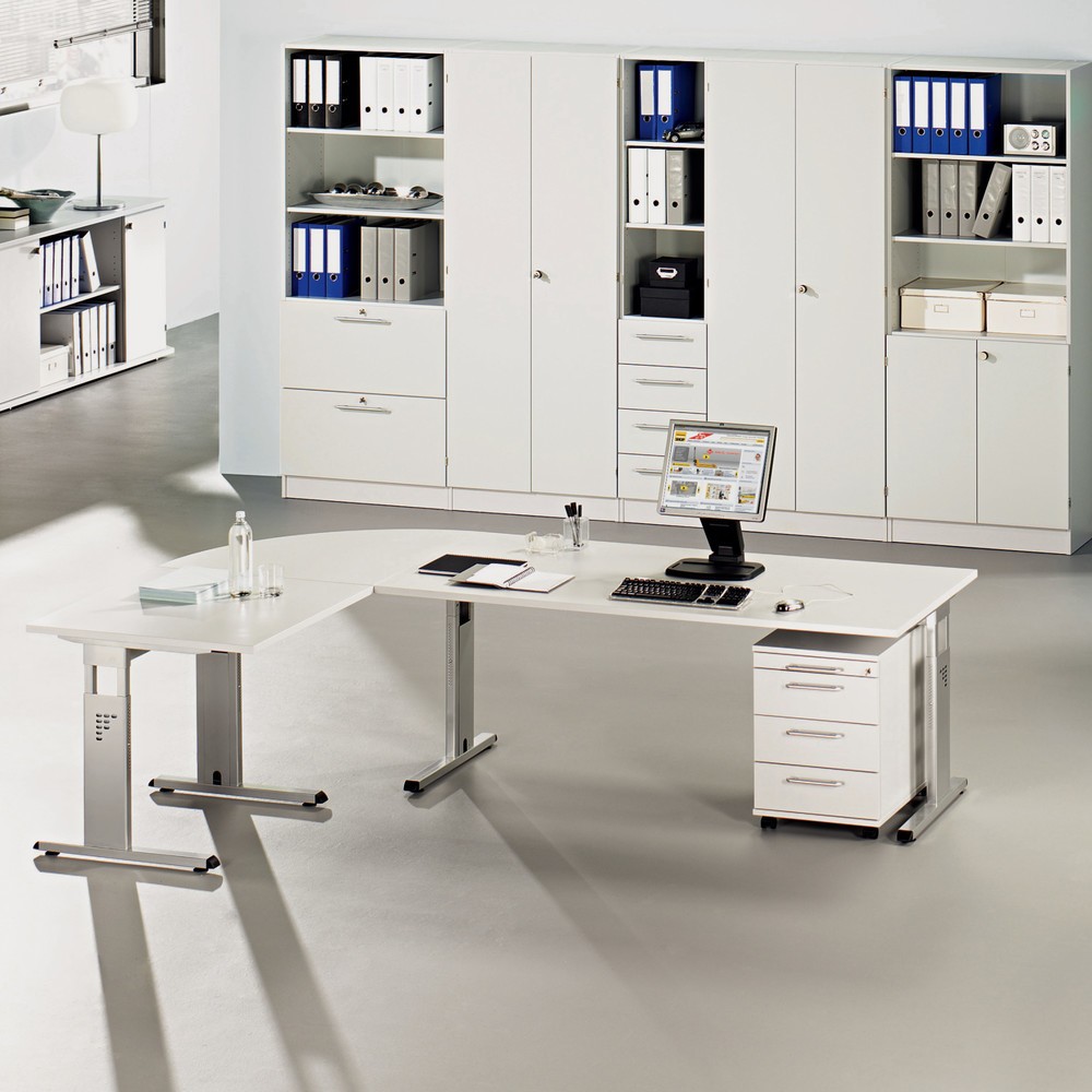Produktabbildung: Standcontainer Solid mit Materialauszug und 4 Schubladen, grau