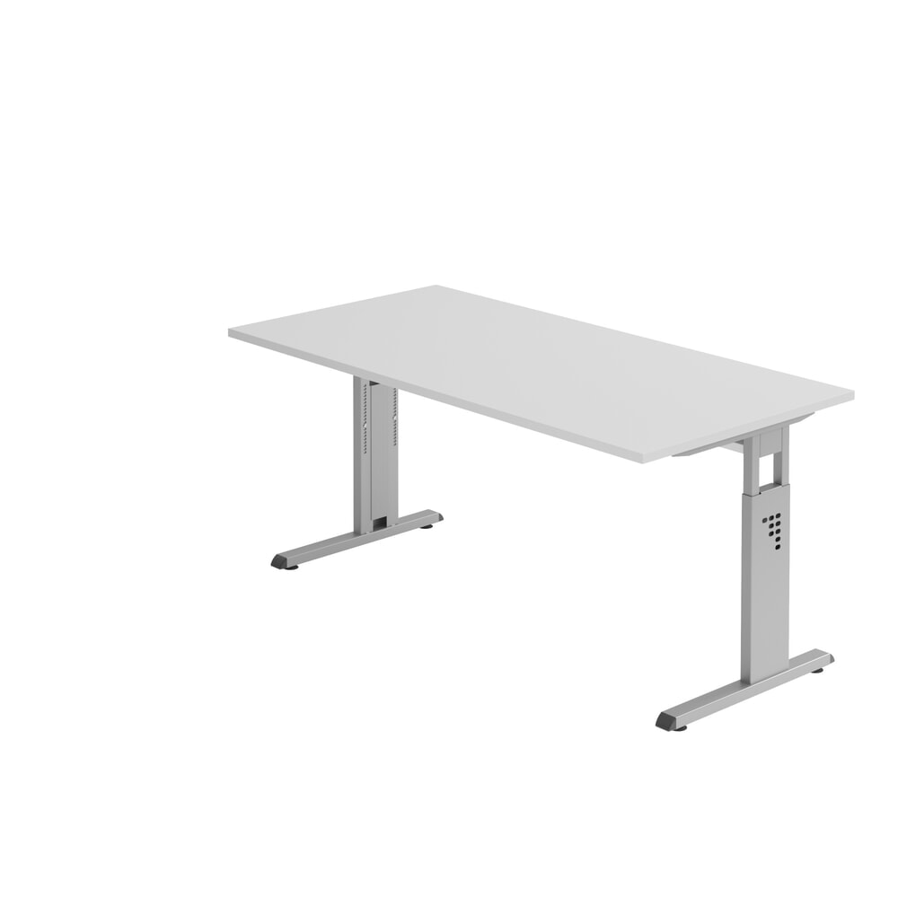 Produktabbildung: Hammerbacher Manuell höhenverstellbarer Schreibtisch Solid, C-Fuss, BxT 1.600 x 800 mm, grau