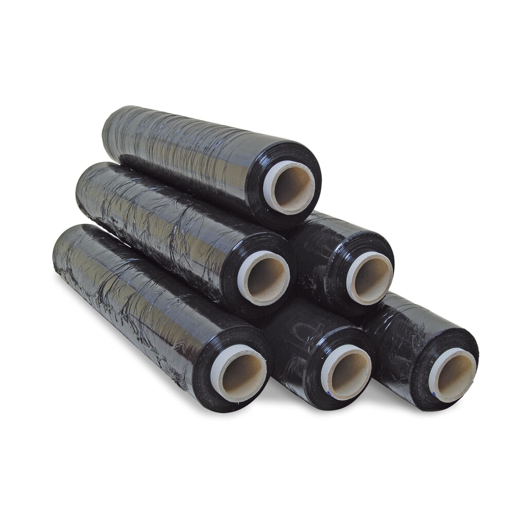Handstretchfolie, BxL 500 mm x 260 m, Stärke 23 µm, schwarz Produktabbildung: Handstretchfolie, BxL 500 mm x 260 m, Stärke 23 µm, schwarz