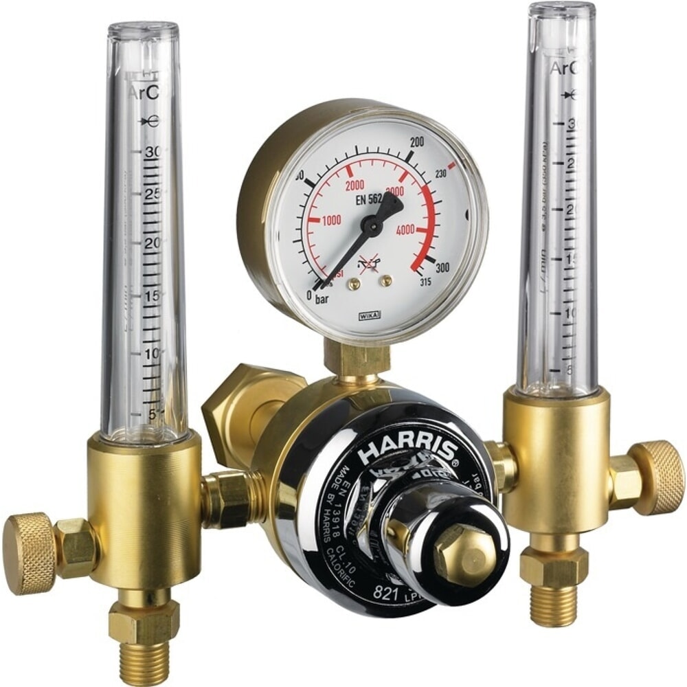 Produktabbildung: HARRIS Flaschendruckminderer 821-F, 200 bar Doppelflowmeter 30 l/min, Argon / CO₂, W 21,8 x 1/14″ RH