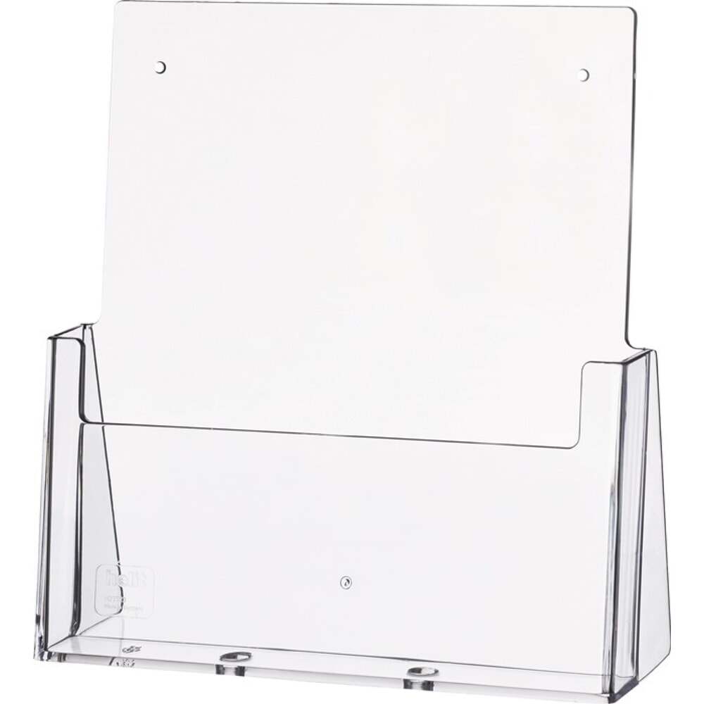 Produktabbildung: helit Tischprospekthalter, Kunststoff transparent, DIN A4 hoch, freistehend