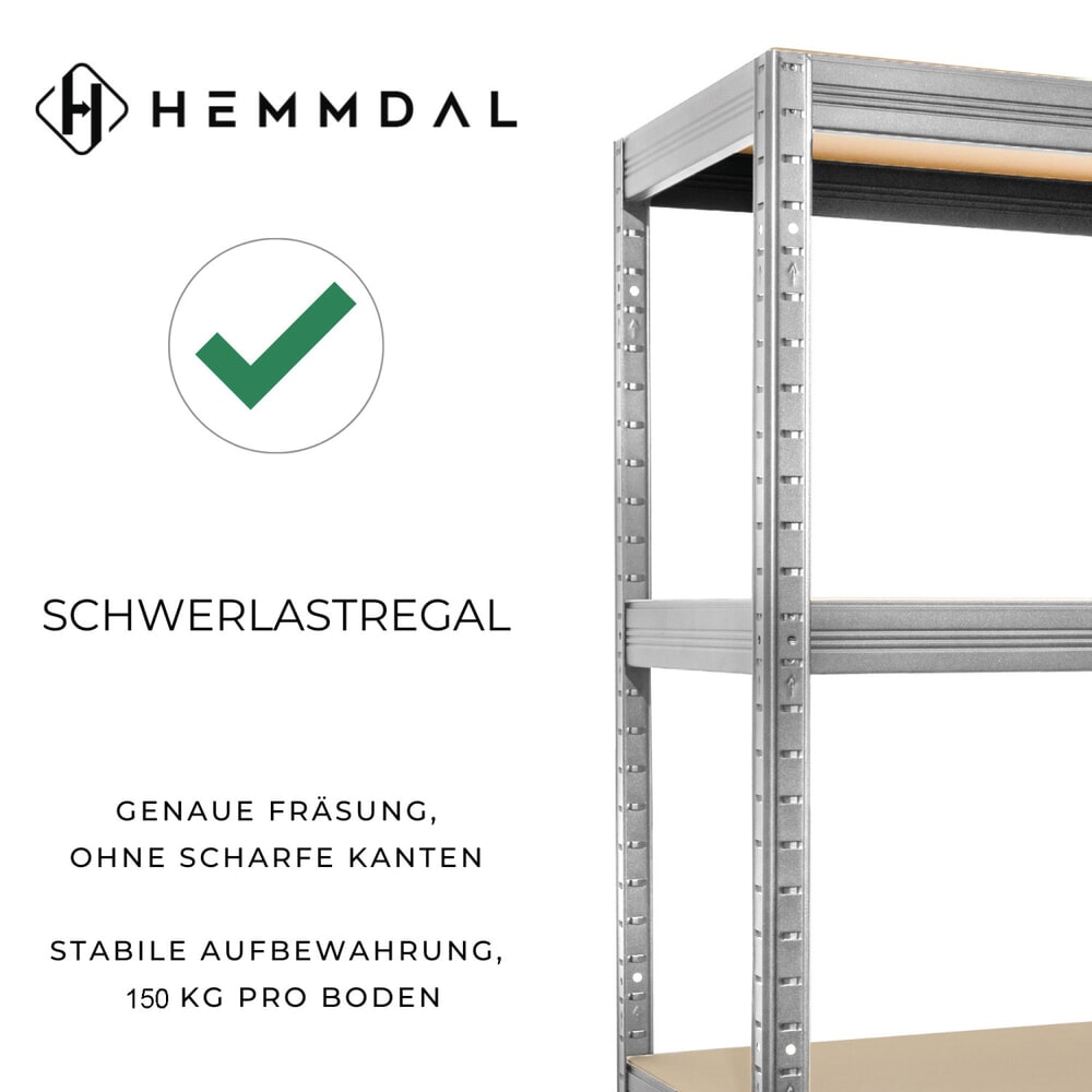Produktabbildung Nr. 4: HEMMDAL Fachbodenregal Typ XS graphitgrau, Fachlast 150 kg, HxBxT 1.800 x 750 x 350 mm