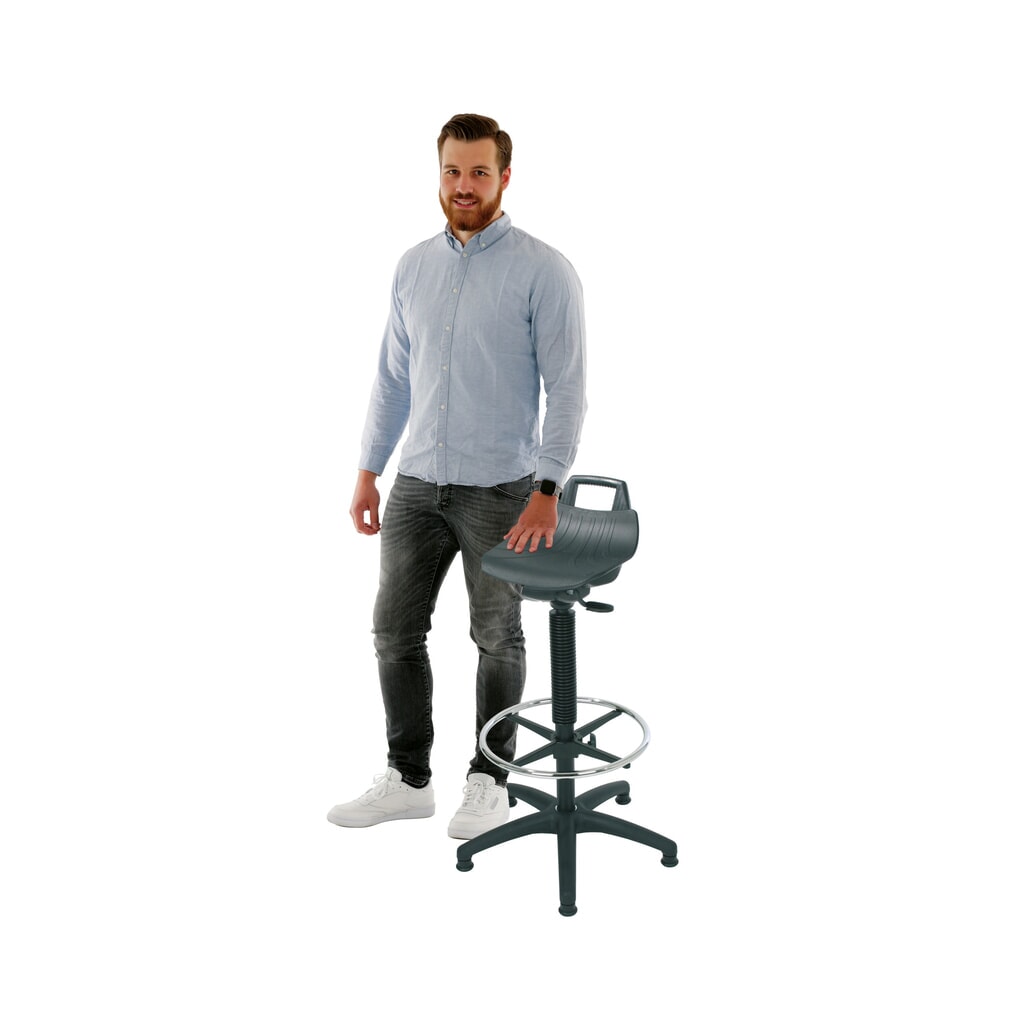 Produktabbildung Nr. 2: HEMMDAL Hocker Premium, PP-Sitz, Sitzhöhe 630-890 mm, Bodengleiter, Fussring