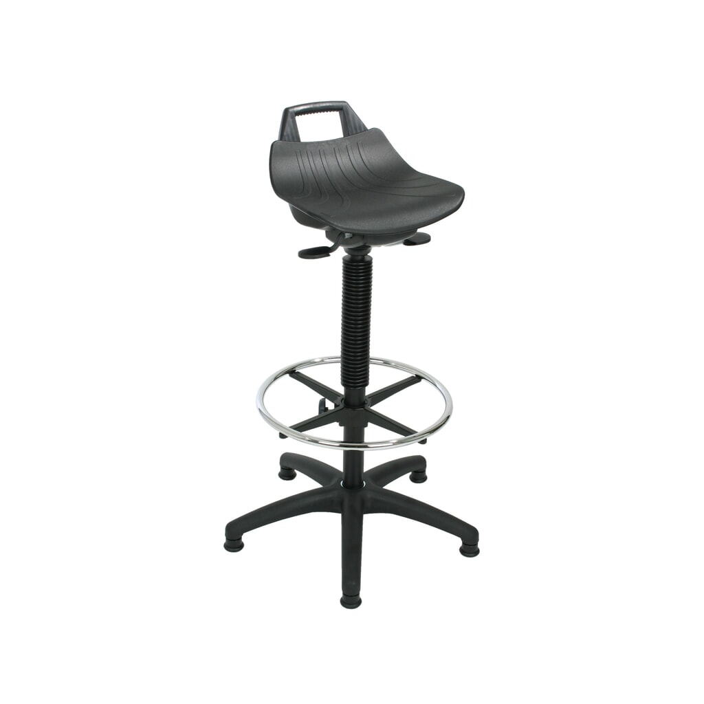 HEMMDAL Hocker Premium, PP-Sitz, Sitzhöhe 630-890 mm, Bodengleiter, Fussring Produktabbildung: HEMMDAL Hocker Premium, PP-Sitz, Sitzhöhe 630-890 mm, Bodengleiter, Fussring