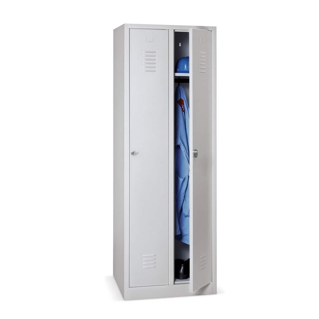 HEMMDAL Kleiderspind mit Sockel + Drehriegelverschluss, 2 Abteile, HxBxT 1.800 x 600 x 500 mm Produktabbildung Nr. 1: HEMMDAL Kleiderspind mit Sockel + Drehriegelverschluss, 2 Abteile, HxBxT 1.800 x 600 x 500 mm