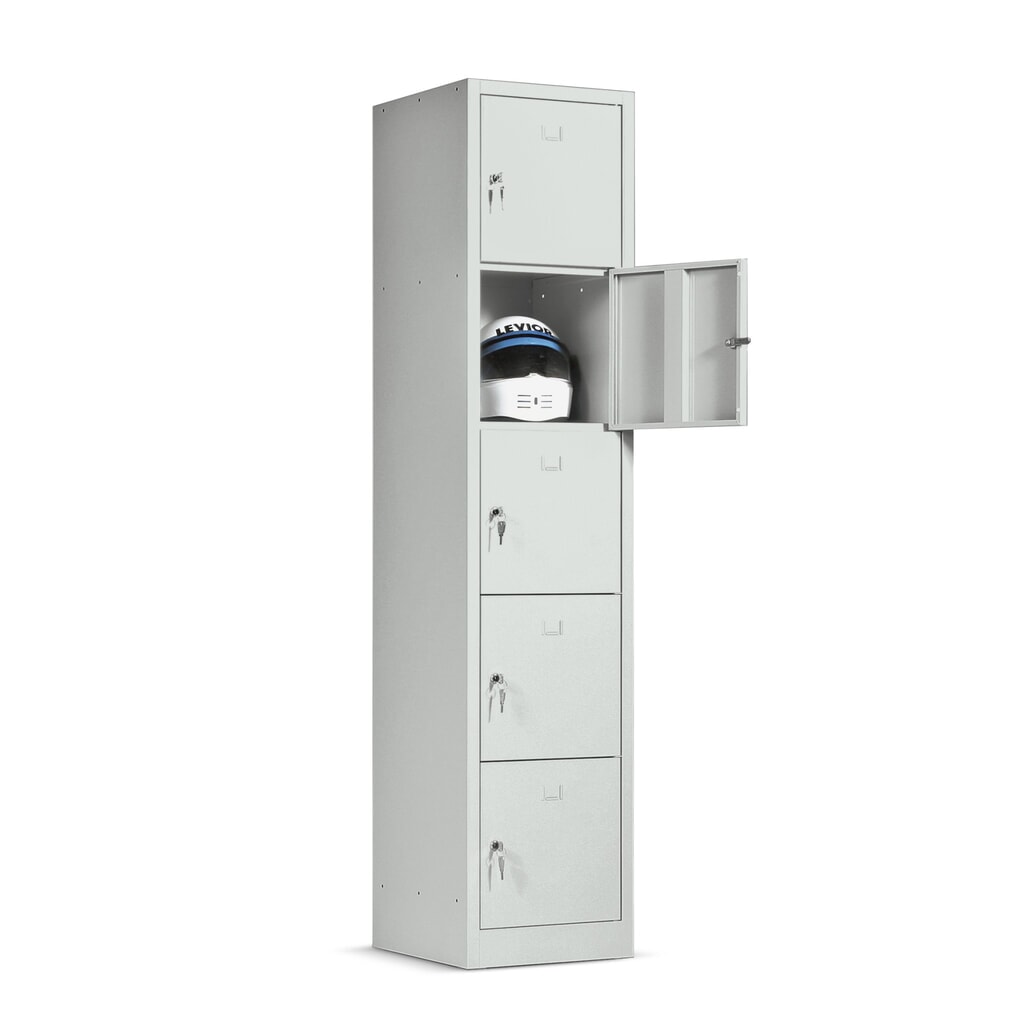 Produktabbildung: HEMMDAL Schliessfachschrank, 1 x 5 Fächer, HxBxT 1.900 x 410 x 450 mm