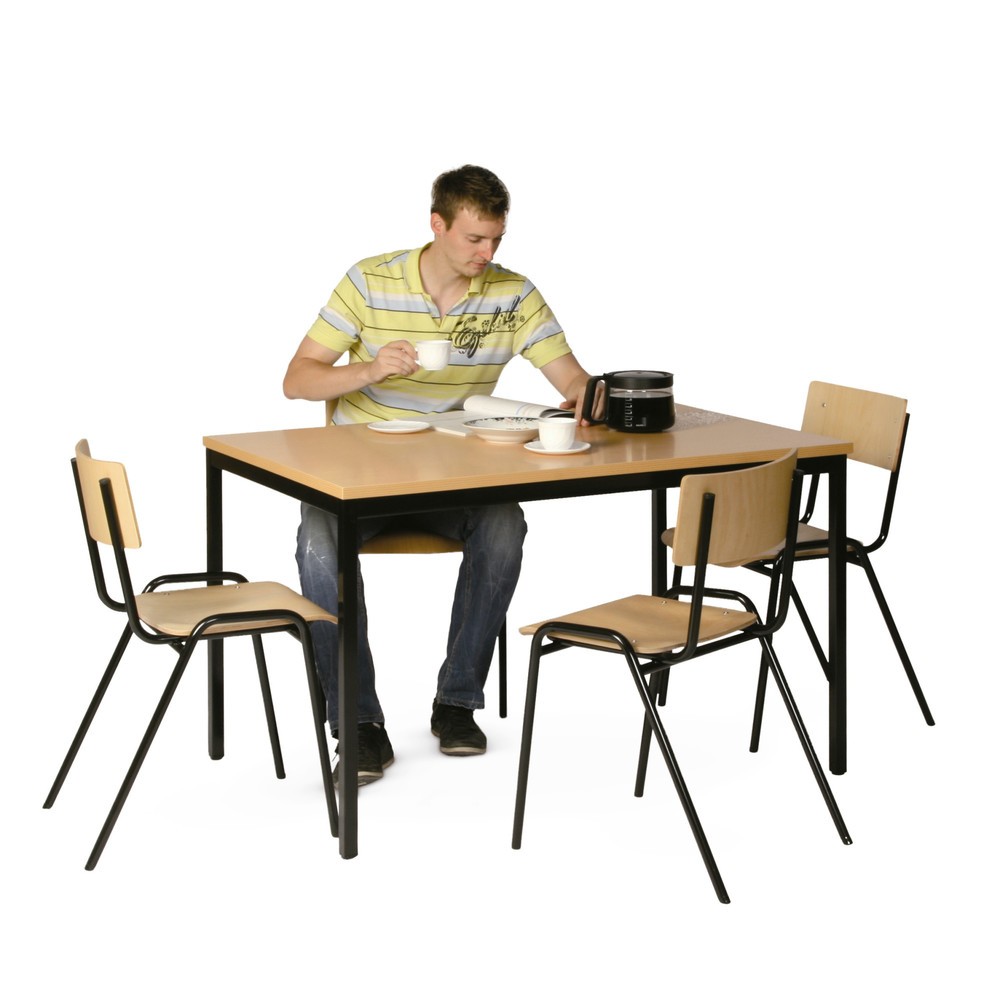 Produktabbildung Nr. 3: HEMMDAL Sitzgruppe mit Stahlrohrtisch, Tisch BxT 1.200 x 800 mm + 4 Stühle, lichtgrau