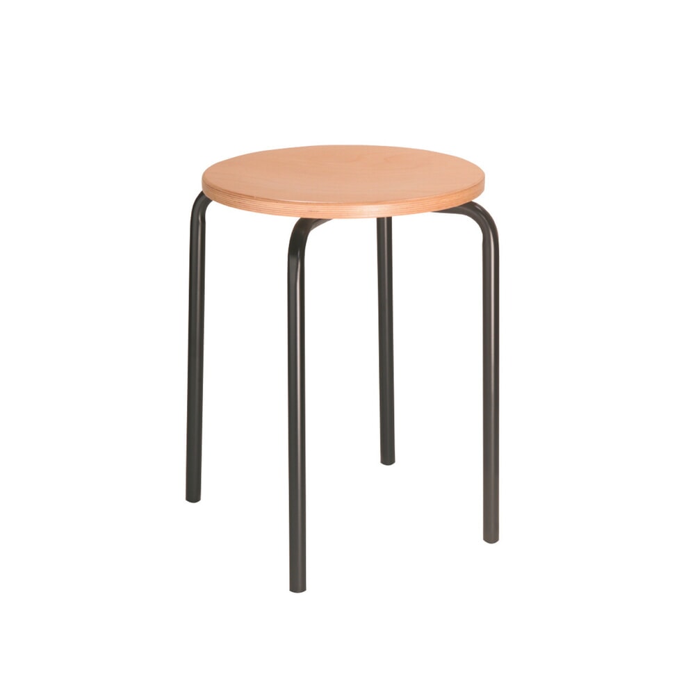 Produktabbildung: HEMMDAL Stapelhocker Buche, Sitzhöhe 500 mm, Bodengleiter, schwarz