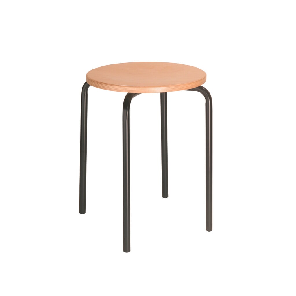 HEMMDAL Stapelhocker Buche, Sitzhöhe 500 mm, Bodengleiter, schwarz Produktabbildung: HEMMDAL Stapelhocker Buche, Sitzhöhe 500 mm, Bodengleiter, schwarz