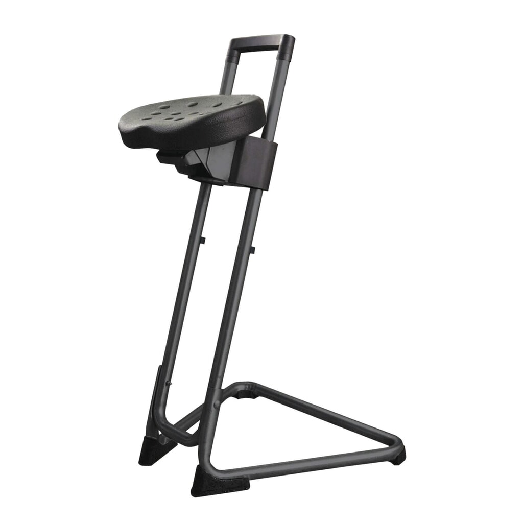 HEMMDAL Stehhilfe, schwenk- und neigbarer PU-Komfortsitz, Sitzhöhe 600-850 mm, schwarz Produktabbildung: HEMMDAL Stehhilfe, schwenk- und neigbarer PU-Komfortsitz, Sitzhöhe 600-850 mm, schwarz
