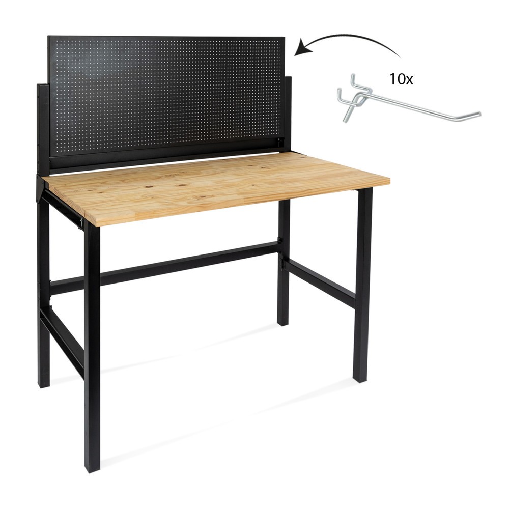Produktabbildung Nr. 2: HEMMDAL Werkbank, klappbar, TK 150 kg, Lochwand inkl. 10 Haken