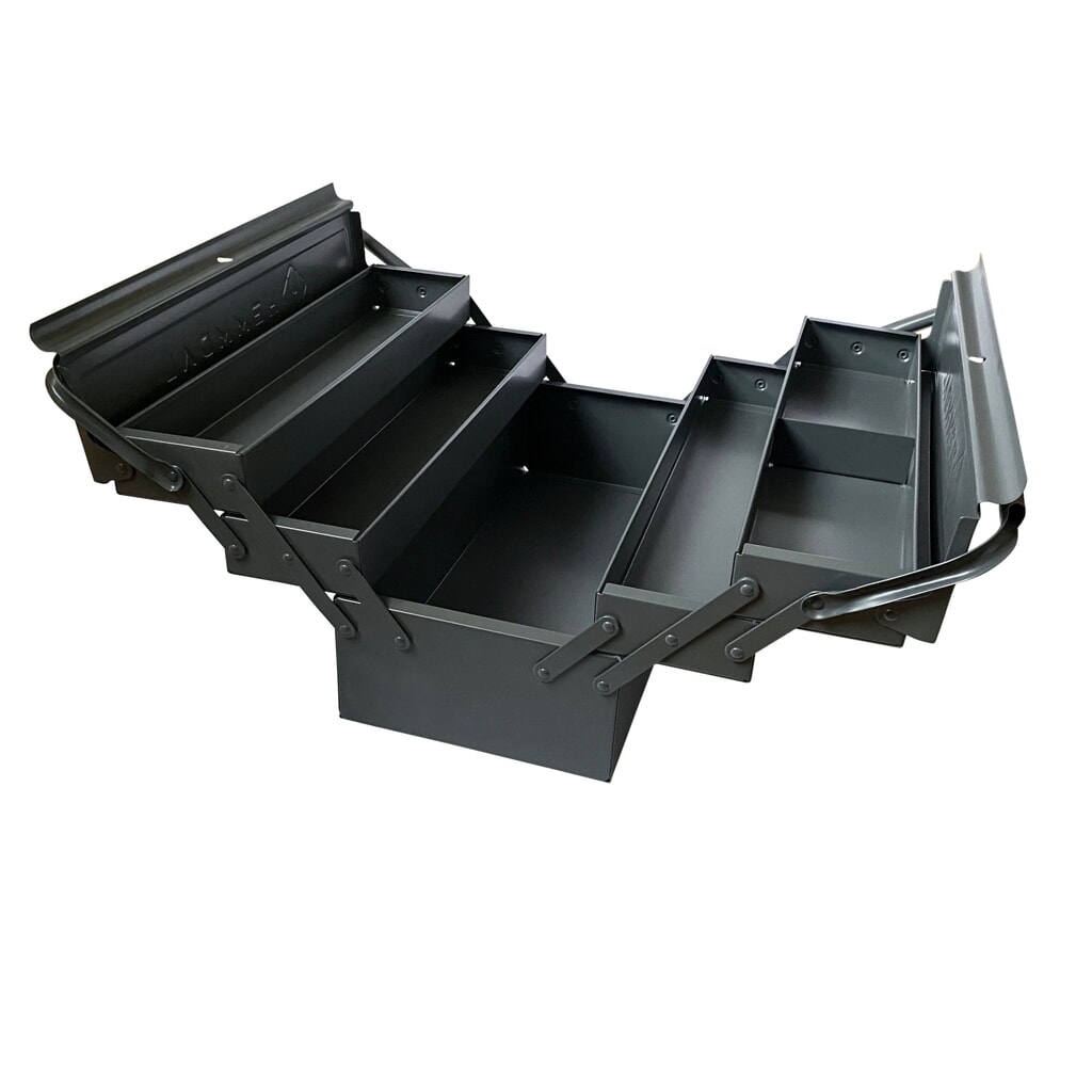 HEMMDAL Werkzeugkasten leer, anthrazit – 45 x 22 x 22 cm – Premium Werkzeugkiste mit 4 aufklappbaren Fächern – Werkzeugkoffer ohne Werkzeug – abschliessbar & stabil – Made in EU Produktabbildung: HEMMDAL Werkzeugkasten leer, anthrazit – 45 x 22 x 22 cm – Premium Werkzeugkiste mit 4 aufklappbaren Fächern – Werkzeugkoffer ohne Werkzeug – abschliessbar & stabil – Made in EU