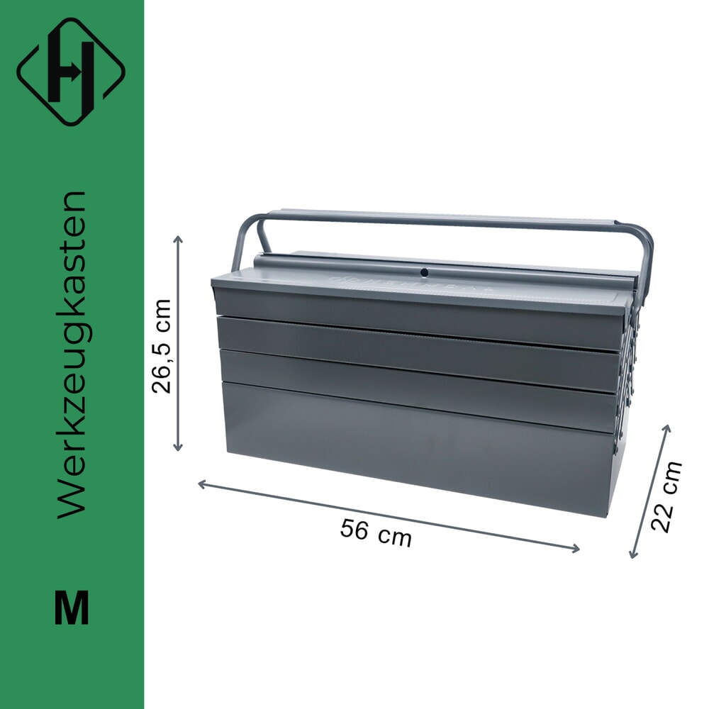 Produktabbildung Nr. 4: HEMMDAL Werkzeugkasten leer, anthrazit – 56 x 22 x 26,5 cm – Premium Werkzeugkiste mit 6 aufklappbaren Fächern – Werkzeugkoffer ohne Werkzeug – abschliessbar & stabil – Made in EU