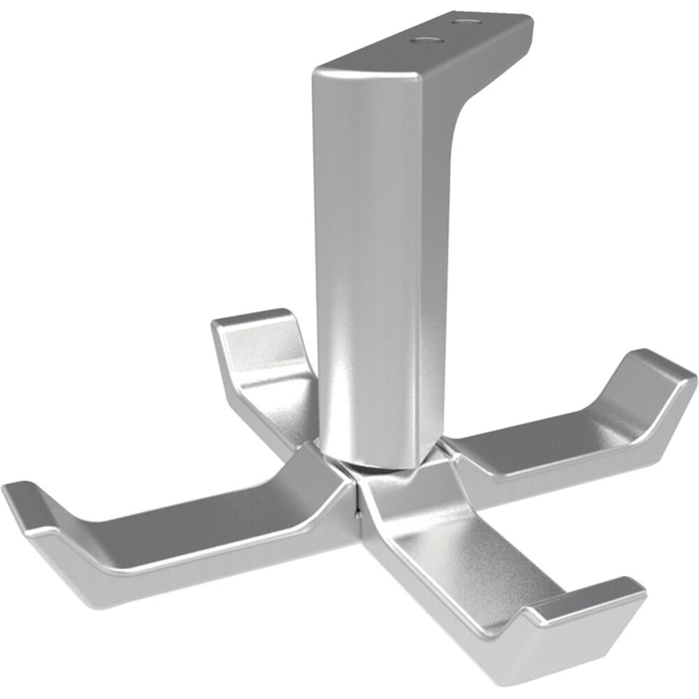 Produktabbildung: HERMETA Decken-Mantelhaken 0201, Aluminium silberfarbig eloxiert, vierfach Ausladung 83 mm, Höhe 55 mm