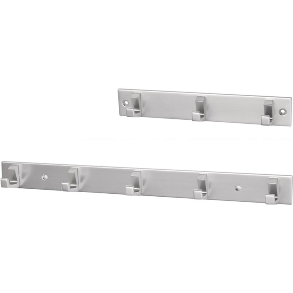 Produktabbildung: HERMETA Handtuchhakenleiste, Aluminium silberfarbig eloxiert, 3 Haken Höhe 35 mm Länge 210 mm, Ausladung 33,5 mm