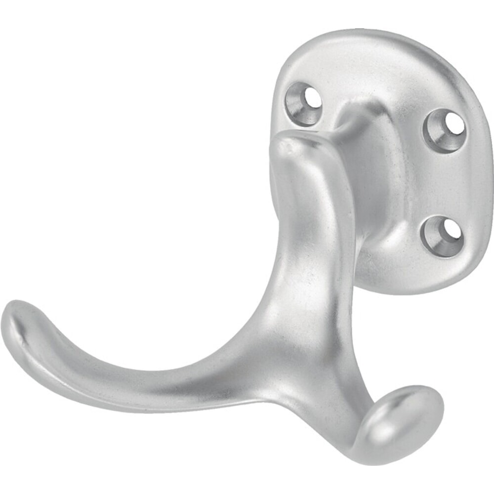 Produktabbildung: HERMETA Mantelhaken 0029, Aluminium silberfarbig eloxiert, zweifach Ausladung 60 mm, Höhe 47 mm