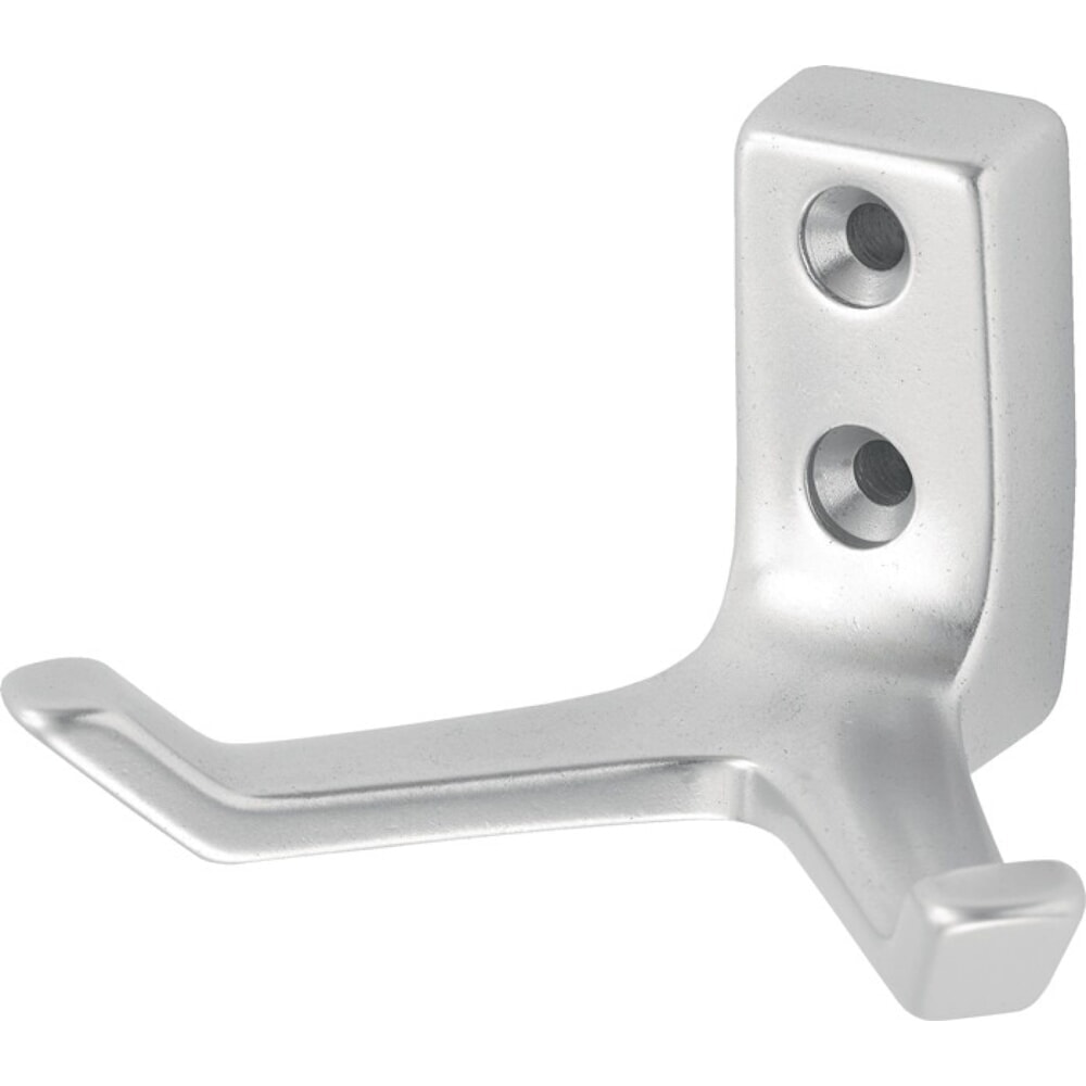 Produktabbildung: HERMETA Mantelhaken 0033, Aluminium silberfarbig eloxiert, zweifach Ausladung 55 mm, Höhe 43 mm