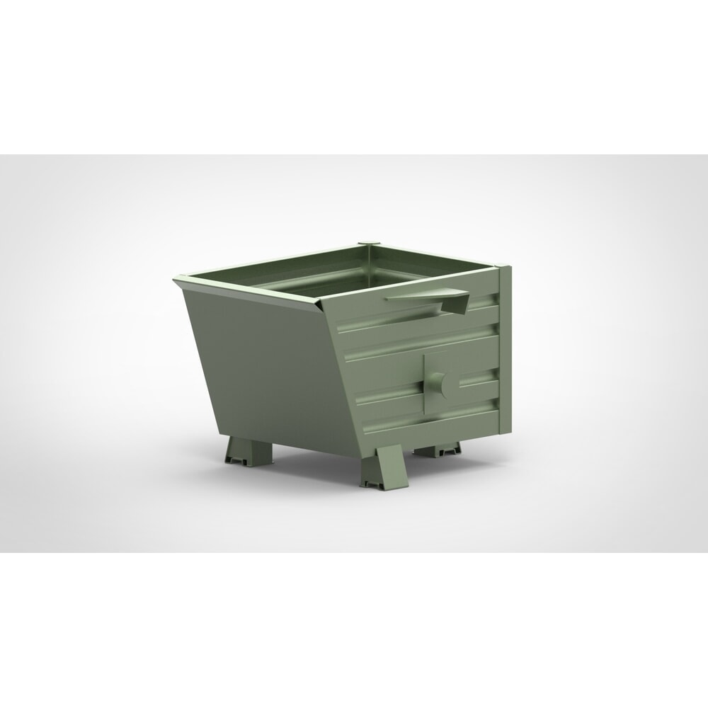 Produktabbildung: HESON® Stapelbarer Kippbehälter, mit Füssen, lackiert, BxT 600 x 800 mm, resedagrün
