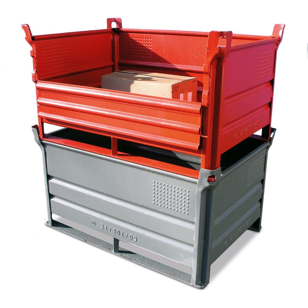 Produktabbildung: HESON®Stapelbehälter, mit Kufen, Tragkraft 500 kg, BxT 800 x 500 mm, rot