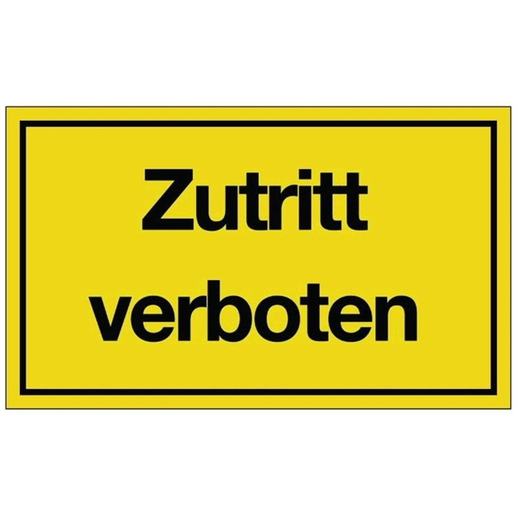 Hinweiszeichen, L250xB150 mm gelb schwarz, Zutritt verboten, Kunststoff Produktabbildung: Hinweiszeichen, L250xB150 mm gelb schwarz, Zutritt verboten, Kunststoff