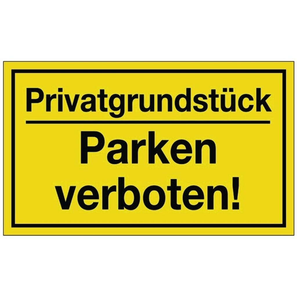 Hinweiszeichen, L250xB150 mm gelb schwarz, Privatgrundstück/Parken verboten!, Kunststoff Produktabbildung: Hinweiszeichen, L250xB150 mm gelb schwarz, Privatgrundstück/Parken verboten!, Kunststoff