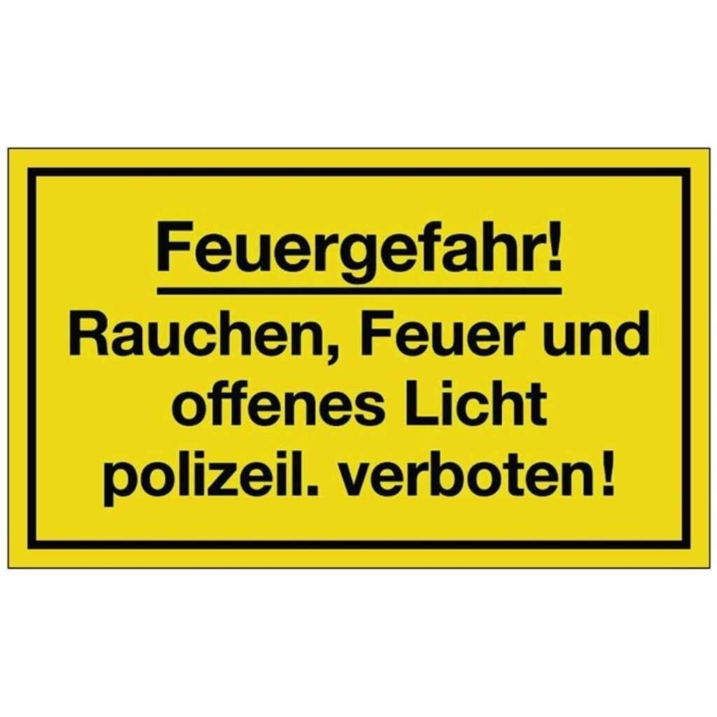 Produktabbildung: Hinweiszeichen, L250xB150 mm gelb schwarz, Feuergefahr, Kunststoff