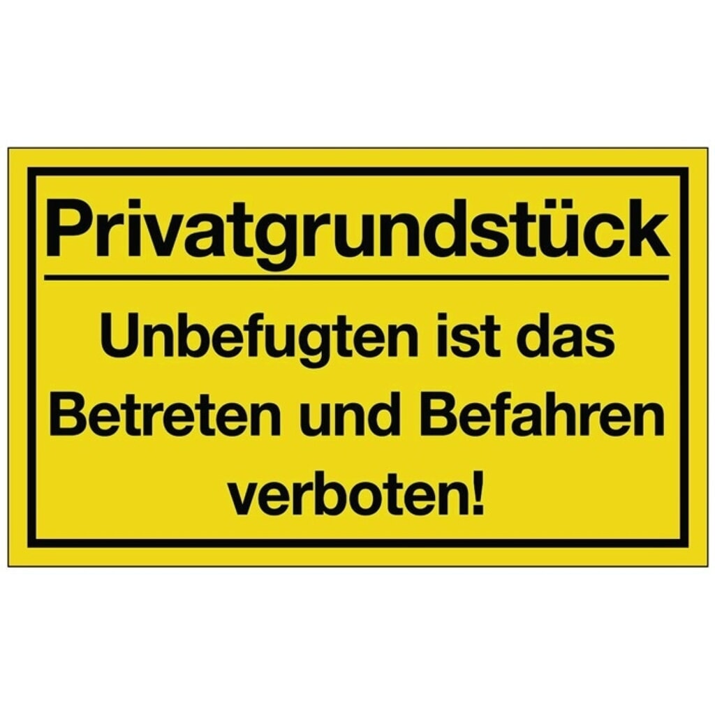 Produktabbildung: Hinweiszeichen, L400xB250 mm gelb schwarz, Privatgrundstück, Kunststoff