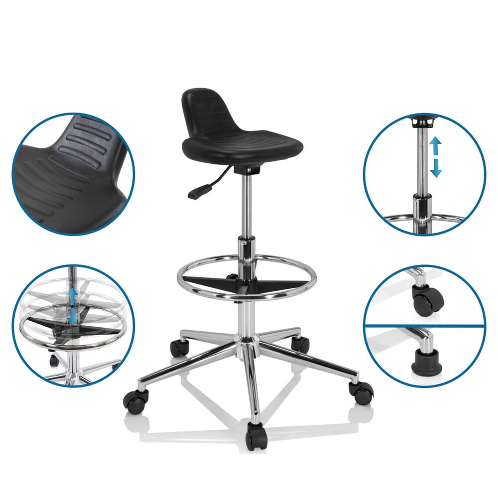 Produktabbildung Nr. 10: hjh OFFICE Ergonomischer Hocker / Arbeitshocker TOP WORK 3 I Hartschaum, schwarz