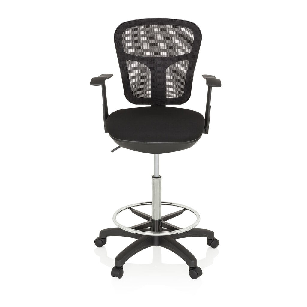 hjh OFFICE Arbeitsstuhl / Counterstuhl TOP WORK 108 Stoff/Netzstoff, schwarz Produktabbildung: hjh OFFICE Arbeitsstuhl / Counterstuhl TOP WORK 108 Stoff/Netzstoff, schwarz