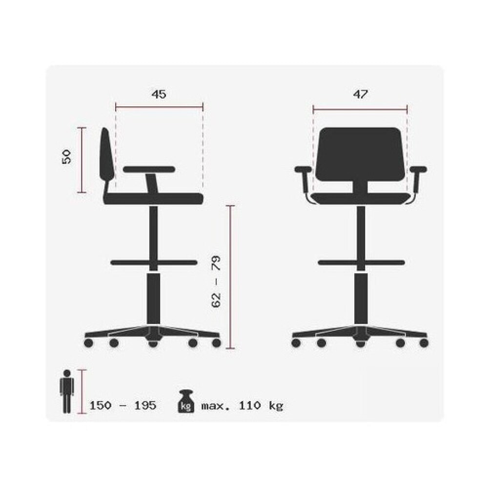 Produktabbildung Nr. 11: hjh OFFICE Arbeitsstuhl / Counterstuhl TOP WORK 77 Stoff, schwarz