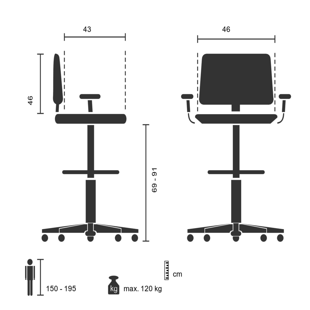 Produktabbildung Nr. 5: hjh OFFICE Arbeitsstuhl / Counterstuhl TOP WORK 108 W Netzstoff/Stoff, grau