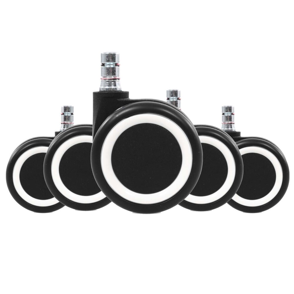 Produktabbildung Nr. 2: hjh OFFICE 5x Hartbodenrollen ROLO COLOR 60 11 mm / 60 mm Büro-Stuhl-Rollen für Hartböden (5er Pack), schwarz/weiss