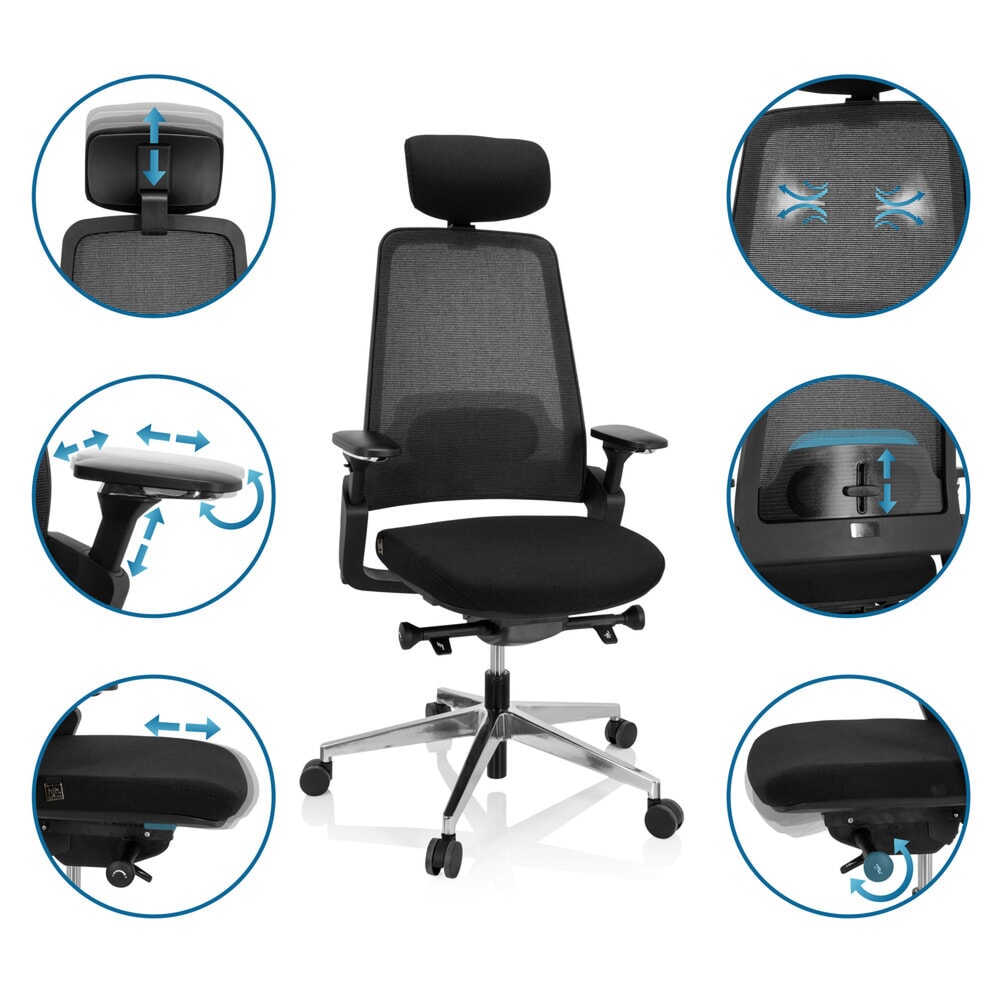 Produktabbildung Nr. 3: hjh OFFICE Bürostuhl / Drehstuhl BRACIO Stoff, schwarz