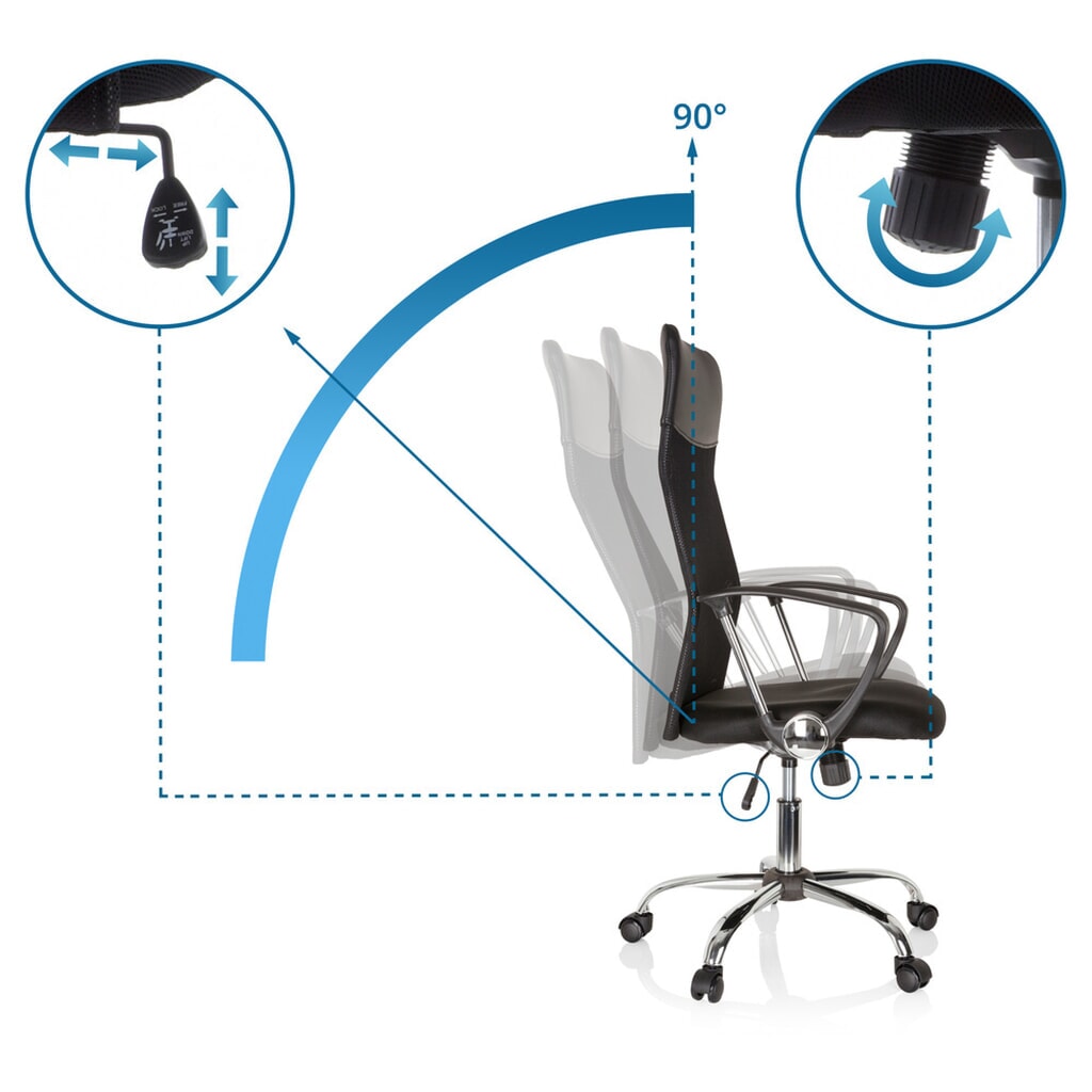 hjh OFFICE Bürostuhl / Chefsessel ARIA HIGH Stoff, schwarz Produktabbildung Nr. 12: hjh OFFICE Bürostuhl / Chefsessel ARIA HIGH Stoff, schwarz