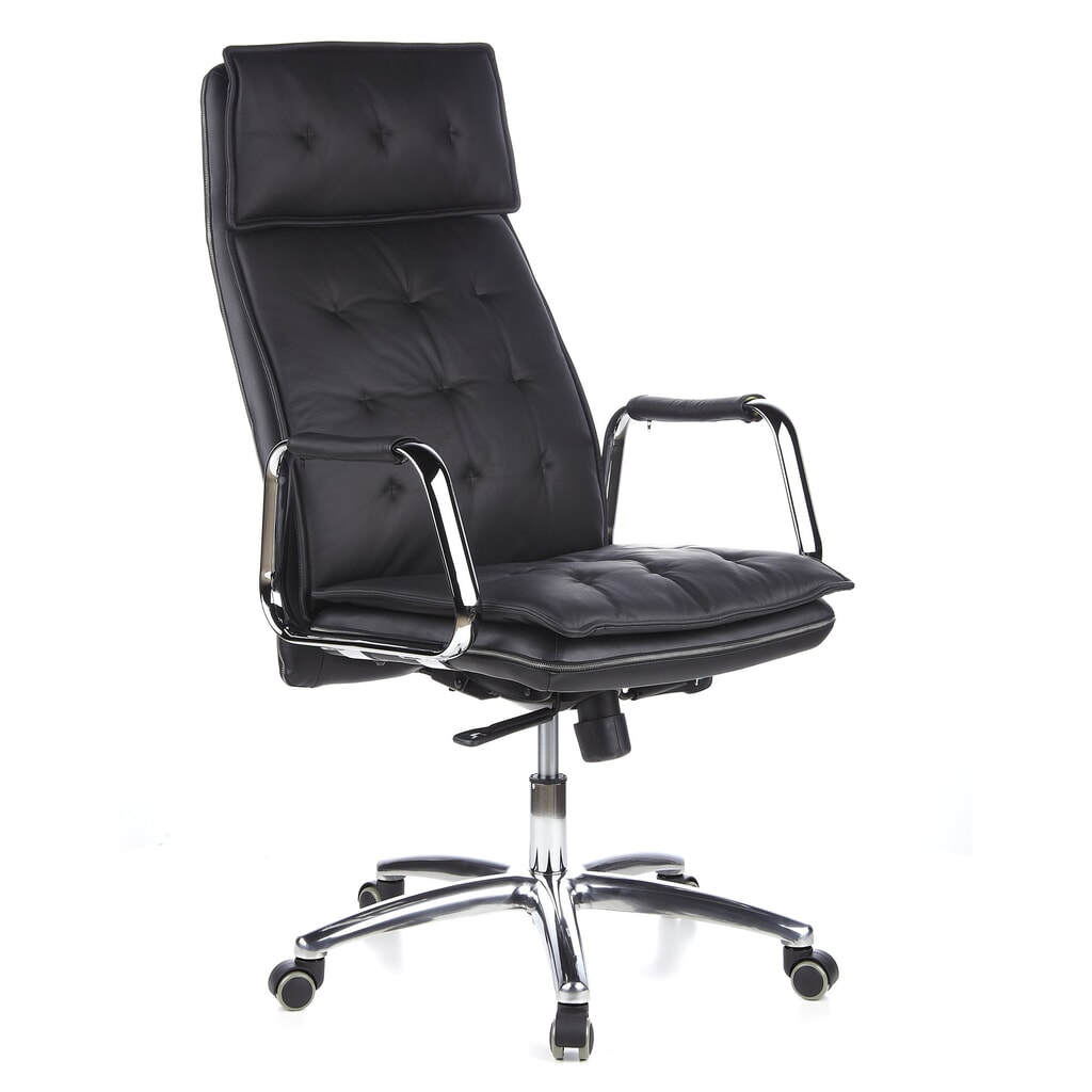 hjh OFFICE Bürostuhl / Chefsessel VILLA 20 Leder, schwarz Produktabbildung Nr. 4: hjh OFFICE Bürostuhl / Chefsessel VILLA 20 Leder, schwarz