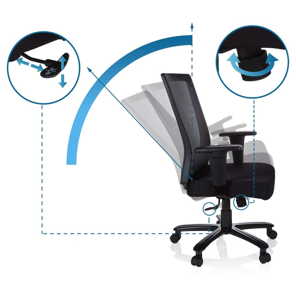 hjh OFFICE Bürostuhl / Drehstuhl EXTENDER Stoff/Netzstoff, schwarz Produktabbildung Nr. 11: hjh OFFICE Bürostuhl / Drehstuhl EXTENDER Stoff/Netzstoff, schwarz