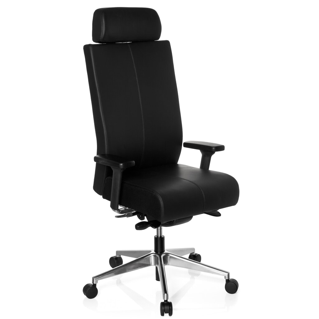 hjh OFFICE Bürostuhl / Drehstuhl PRO-TEC XXL Leder, schwarz Produktabbildung Nr. 4: hjh OFFICE Bürostuhl / Drehstuhl PRO-TEC XXL Leder, schwarz