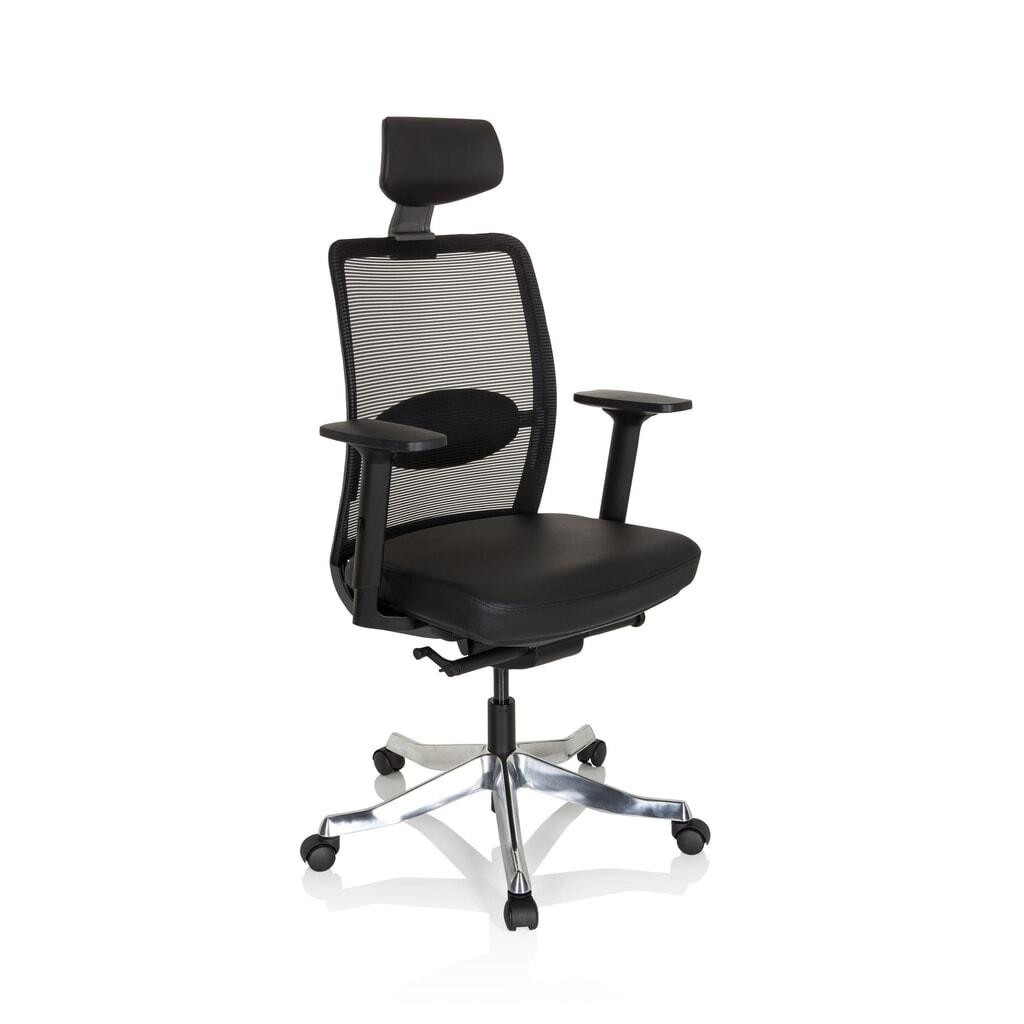 Produktabbildung Nr. 3: hjh OFFICE Bürostuhl / Drehstuhl SENATOR PRO Leder, Netzstoff, schwarz