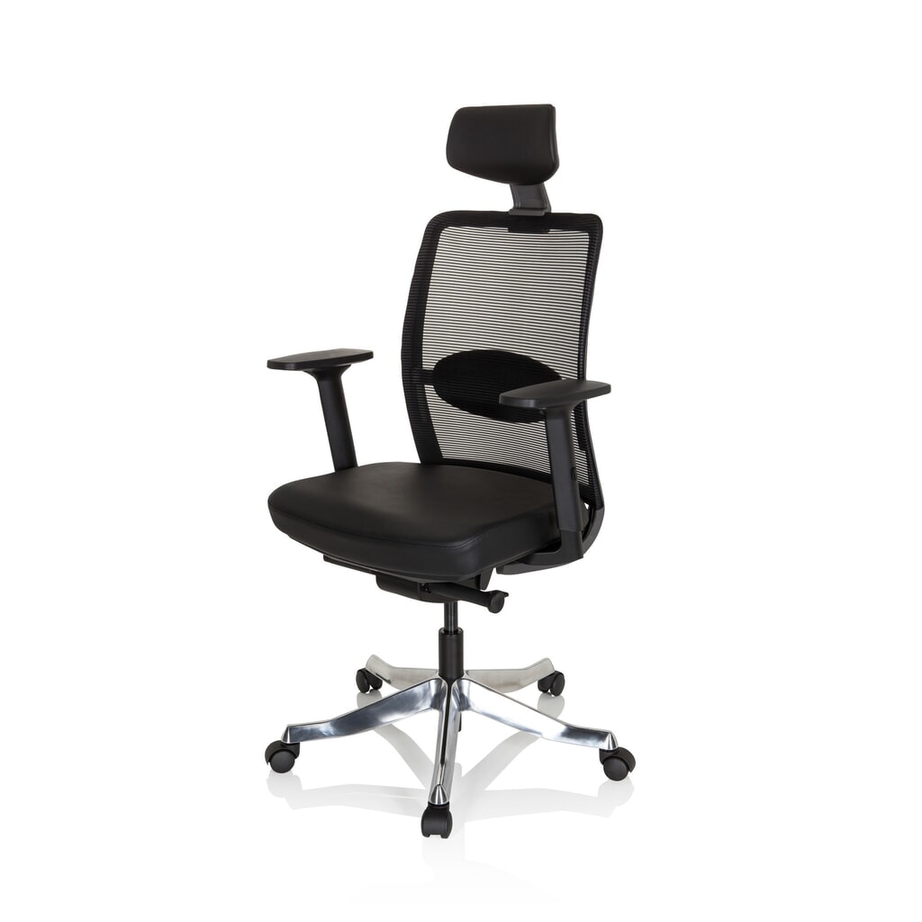 Produktabbildung Nr. 10: hjh OFFICE Bürostuhl / Drehstuhl SENATOR PRO Leder, Netzstoff, schwarz