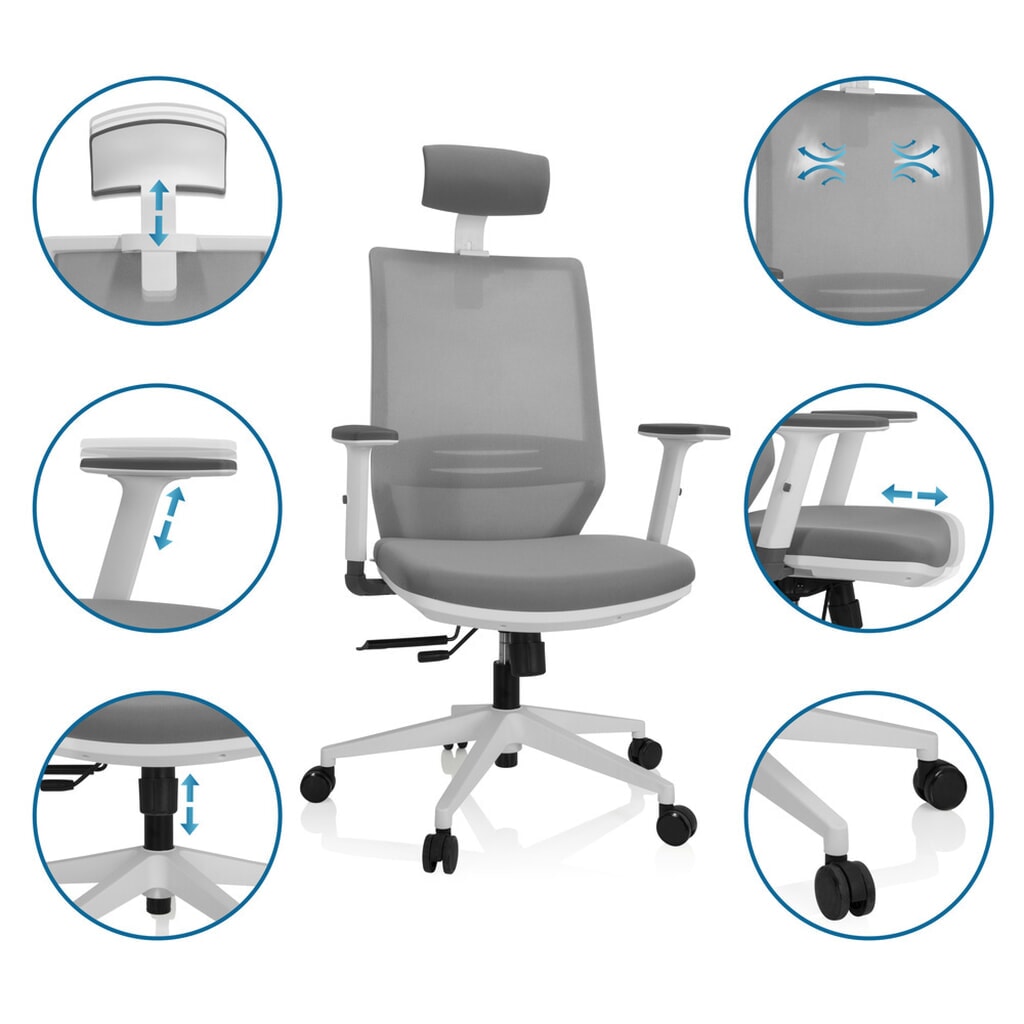 hjh OFFICE Bürostuhl / Drehstuhl PROFONDO PRO W Netzstoff / Stoff, grau Produktabbildung Nr. 4: hjh OFFICE Bürostuhl / Drehstuhl PROFONDO PRO W Netzstoff / Stoff, grau