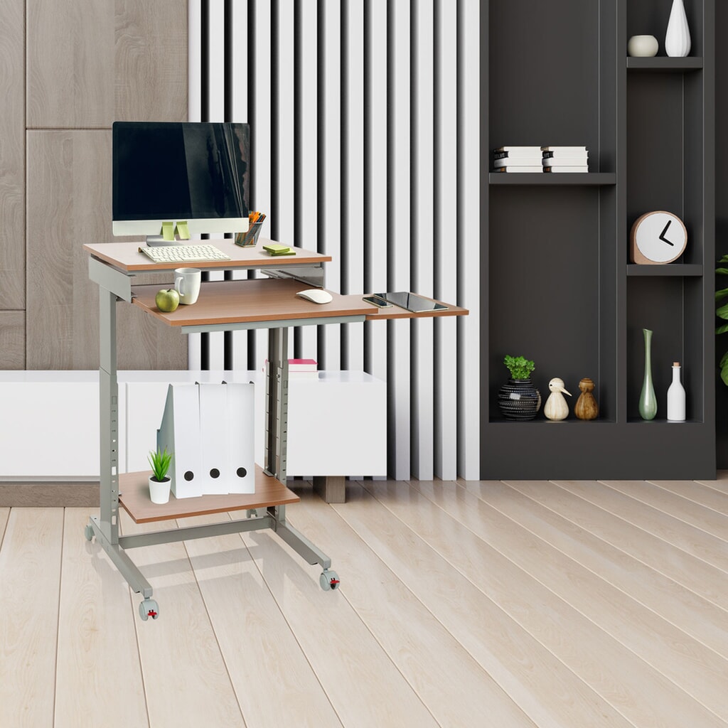 hjh OFFICE Computertisch / Schreibtisch WORKSTATION, grau / buche Produktabbildung Nr. 4: hjh OFFICE Computertisch / Schreibtisch WORKSTATION, grau / buche