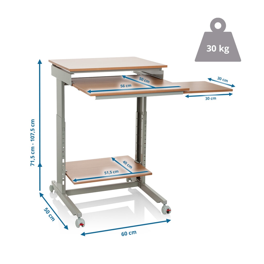 hjh OFFICE Computertisch / Schreibtisch WORKSTATION, grau / buche Produktabbildung Nr. 5: hjh OFFICE Computertisch / Schreibtisch WORKSTATION, grau / buche