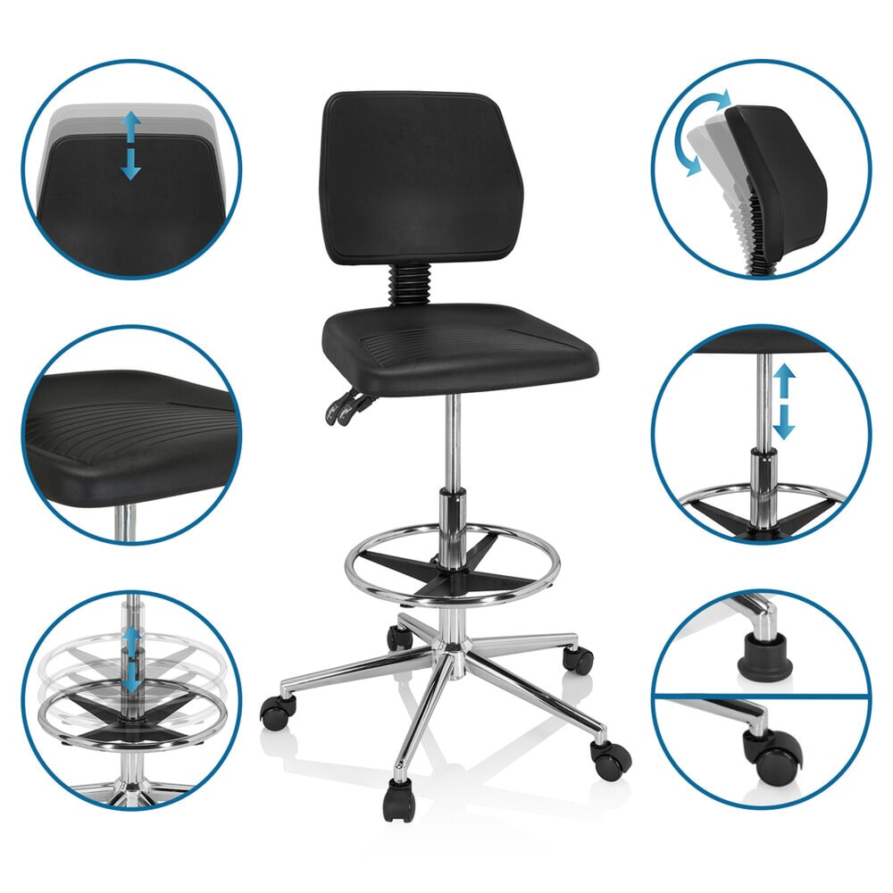 Produktabbildung Nr. 10: hjh OFFICE Ergonomischer Hocker / Arbeitsstuhl TOP WORK 11 I Hartschaum, schwarz