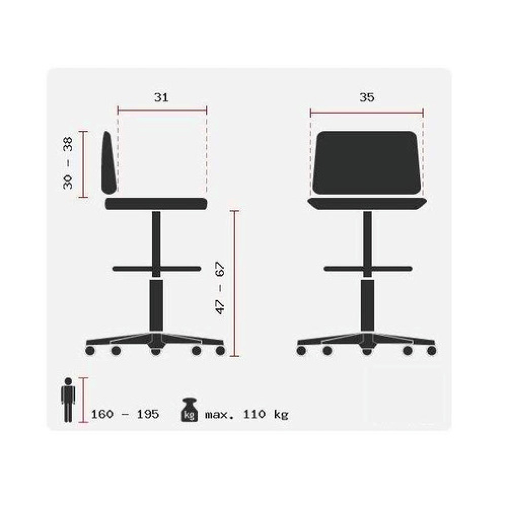 Produktabbildung Nr. 3: hjh OFFICE Ergonomischer Hocker / Drehhocker TOP WORK 20 Kunstleder, blau