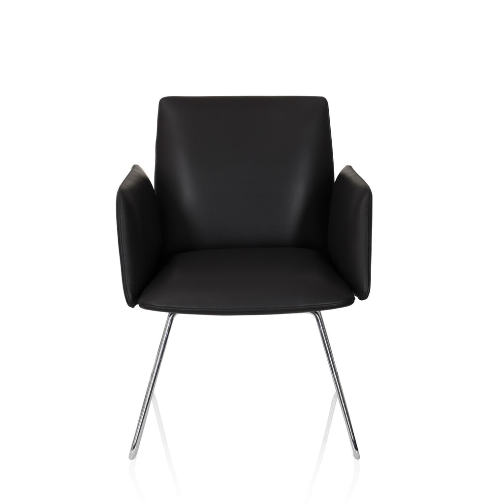 Produktabbildung: hjh OFFICE Besucherstuhl / Kufenstuhl DESIGNIA V Kunstleder, schwarz