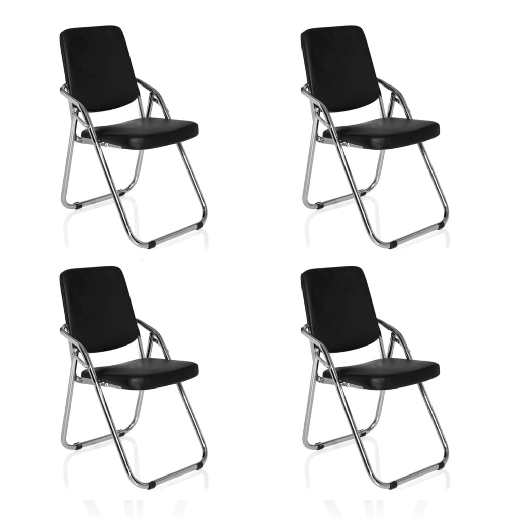 Produktabbildung: hjh OFFICE Konferenzstuhl / Besucherstuhl / Klappstuhl ESTO V PU, schwarz 4er Pack