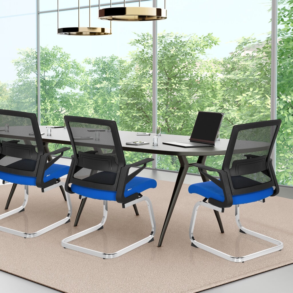 hjh OFFICE Konferenzstuhl / Freischwinger / INVENTOR V Stoff, schwarz / blau Produktabbildung Nr. 4: hjh OFFICE Konferenzstuhl / Freischwinger / INVENTOR V Stoff, schwarz / blau