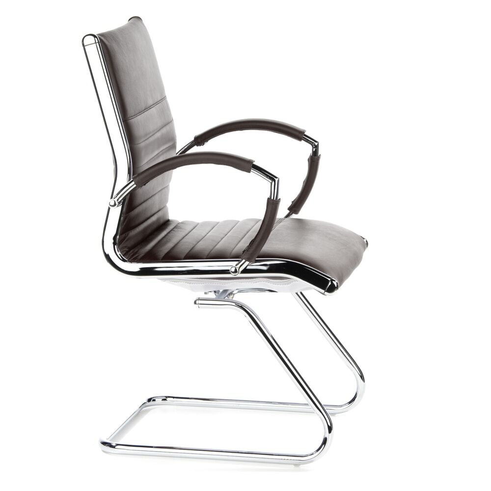 Produktabbildung Nr. 4: hjh OFFICE Konferenzstuhl / Freischwinger / PARMA V Leder, braun Chrom